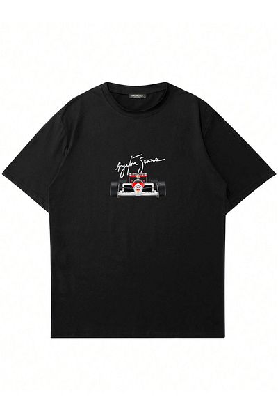 Mad&Calf Μπλουζάκι Unisex Ayrton Senna με στάμπα με λαιμόκοψη
