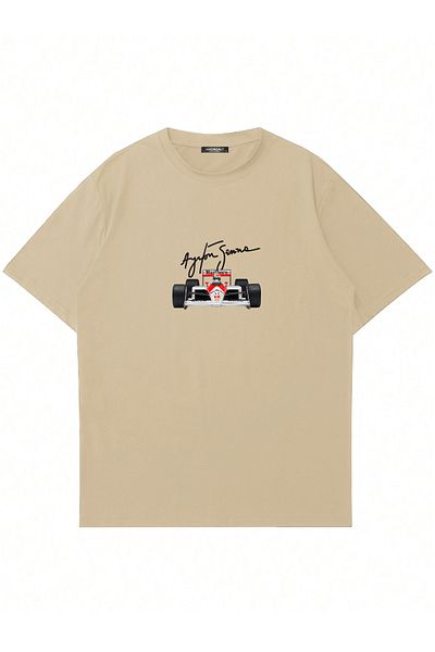 Mad&Calf Μπλουζάκι Unisex Ayrton Senna με στάμπα με λαιμόκοψη
