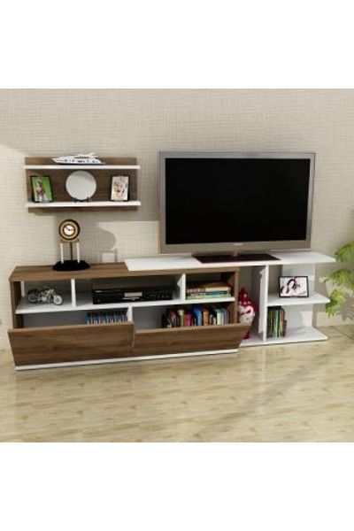 SAHABA Beste two-tone TV table, white and brown