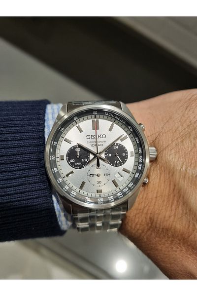 Seiko - Silver Dial Steel Band with Calendar, Sapphire Glass 10 Atm Waterproof Men's Wristwatch
