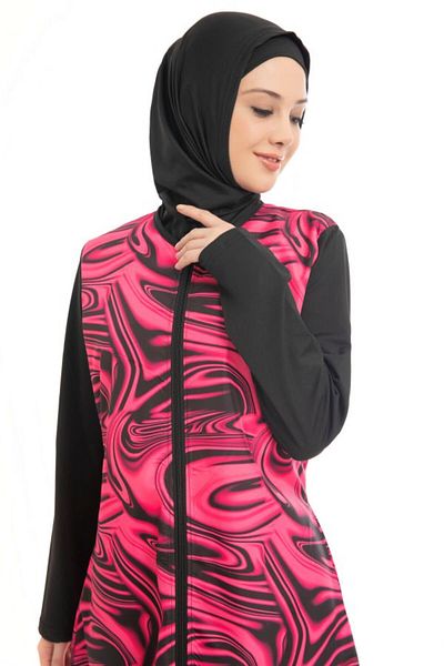 sorisso Hijab Clothing Zippered Waist Tie Hijab Swimsuit
