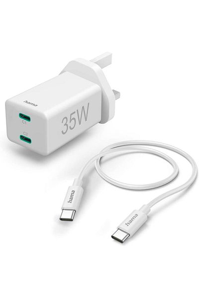 Hama UK Mini Charger Kit 2 x USB-C 35W White