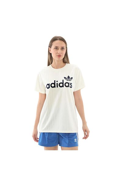 adidas Γυναικείο μπλουζάκι adidas JC7700-K Boyfriend - Γραμμικό γραφικό, λευκό