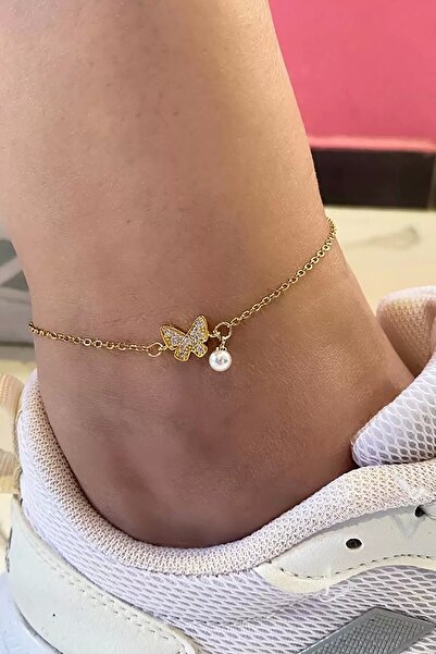 UGRCOSM خلخال من الفولاذ على شكل فراشة ذهبية اللون