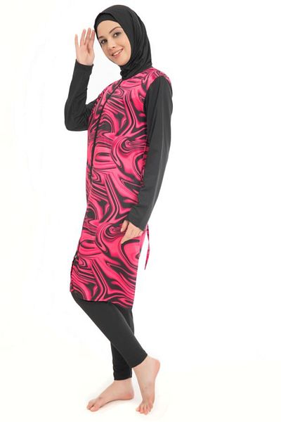 sorisso Hijab Clothing Zippered Waist Tie Hijab Swimsuit