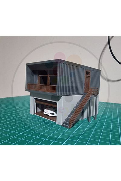 Bi'şeyler Sepeti 1:64 Container House Diorama -Parking Lot Container House Diecast Tool Is Included.