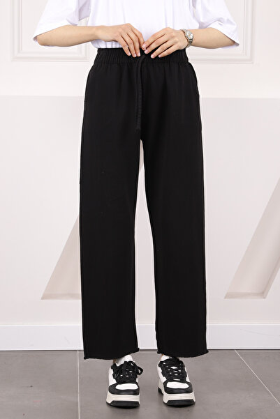 İmajButik Black Elastic Waist Pocket Gabardine Trousers