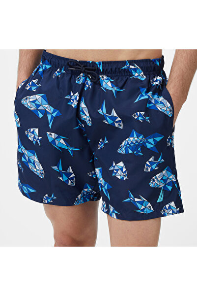 Nautica Erkek Lacivert Regular Fit Desenli Deniz Şortu