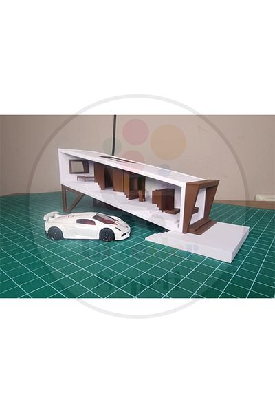 Bi'şeyler Sepeti 1:64 Scale Container House Diorama Parking Lot Showroom
