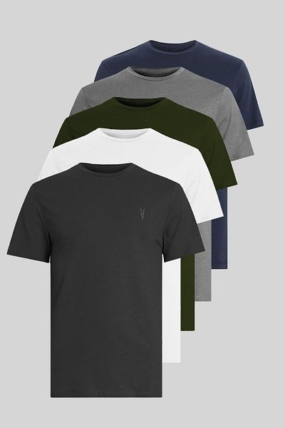 Kozik Ανδρικό T-Shirt Multi-Standard Cut Crew Neck 100% βαμβακερό πακέτο T-Shirt 5 τεμαχίων