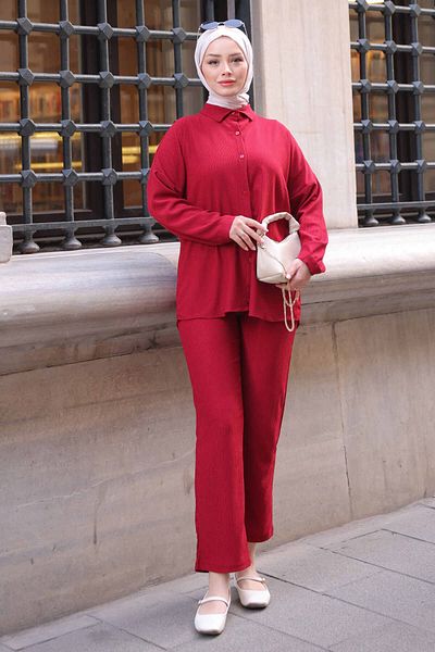 İmajButik Σετ παντελόνι Claret Red Twist Shirt