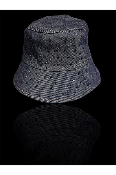 TakıDolabı Черна каменна детайл рибарска федора шапка