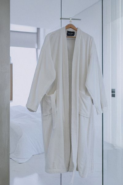 Gentelle Hotel-Quality White Terry Bathrobe | Long Sleeves | Unisex Fit