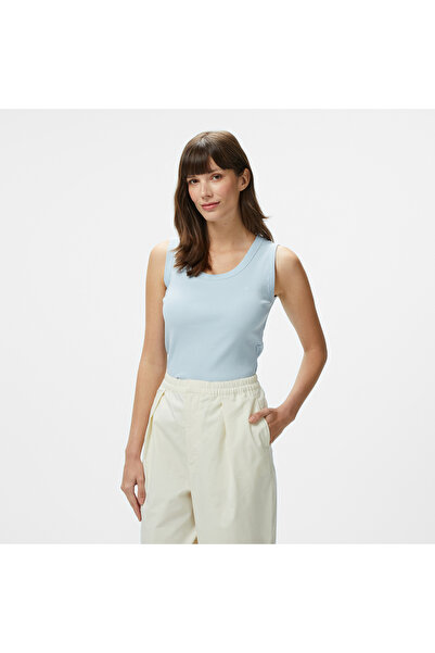 Nautica Kadın Mavi Slim Fit Kolsuz T-Shirt