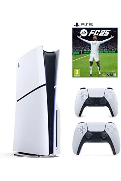 Sony قرص بلاي ستيشن 5 سليم مع وحدة تحكم Dualsense بيضاء إضافية وبطاقة FC 25 - الإصدار الدولي