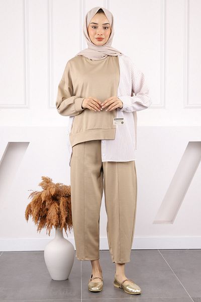 İmajButik Πουκάμισο Mink Garnish Modal Tunic Παντελόνι Κοστούμι
