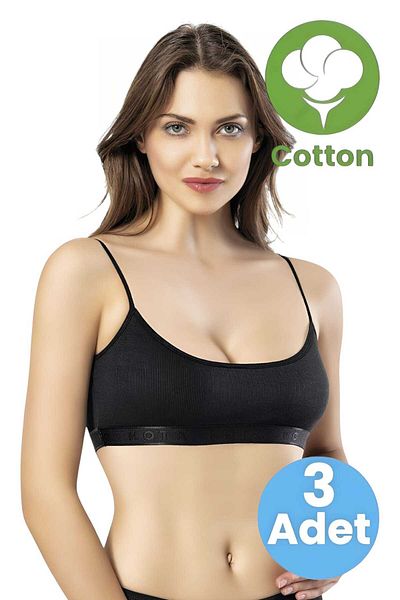 Tezzgelsin Women's 3-Piece Rope Strap Combed Cotton Camisole Fabric Padded Crop Bustier Bra