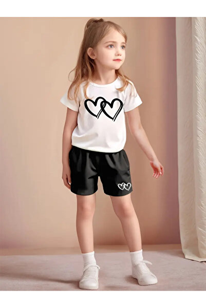 MORNİNG KİDS Devojčin set od Štampano kratkih hlača i majice sa dvostrukim sr...