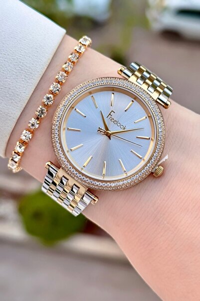 Freelook Altın Metalik Renk 2 Yıl Garantili 38 Mm Kadın Kol Saati Ve Bileklik