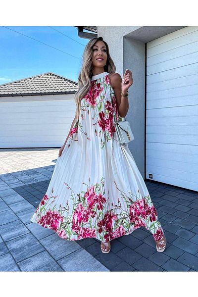 Kashaya Imported Ottoman Fabric Pleated Dress