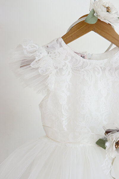 Şenkız Kız Çocuk Prenses Elbise Tüllü Taçlı Özel Gün ve Doğum Günü Parti Elbisesi