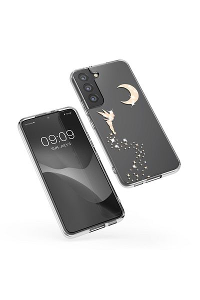 KWmobile Husă pentru Samsung Galaxy S22, silicon, transparentă/aurie, 58794.01
