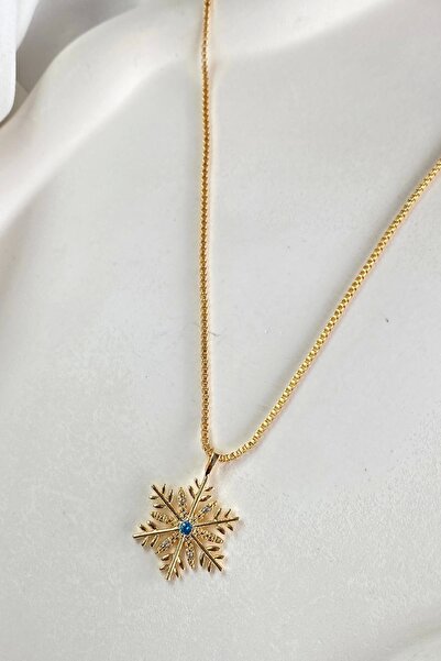 TakıDolabı الذهب اللون ندفة الثلج أحسب قلادة الصلب