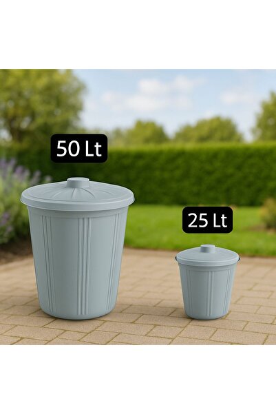 Metler 2'Li Kapaklı Çok Amaçlı Kova Seti + 50 Lt & 25 Lt, Çöp Kovası,Su Kovas...