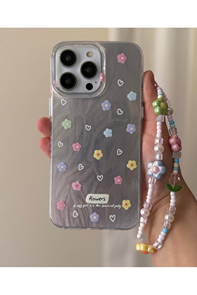 FİŞNEİLETİŞİM İPHONE 14 PROMAX UYUMLU ÇİÇEK DESENLİ CHARMLI KILIF