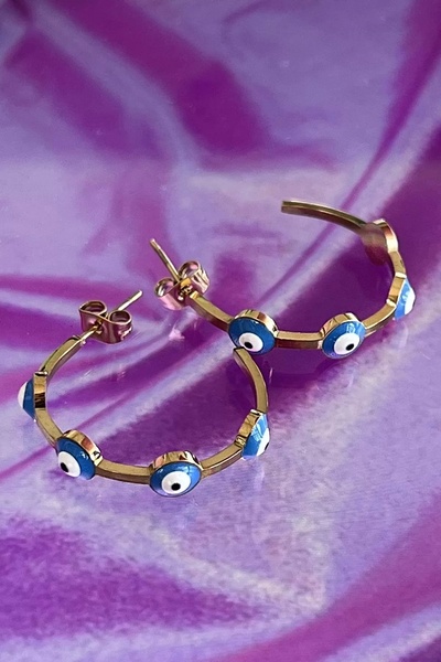 TakıDolabı أقراط من الفولاذ بحلقة ذهبية اللون (زوج)