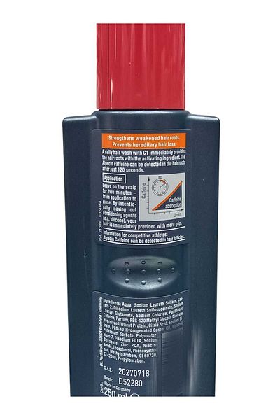ALPECİN Caffeine shampoo stimulates hair roots and gives you noticeable volume the first use German 250 ml