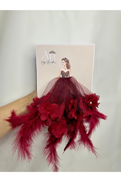 AYS Gelin El Halay Mendili Çiçekli Tüylü