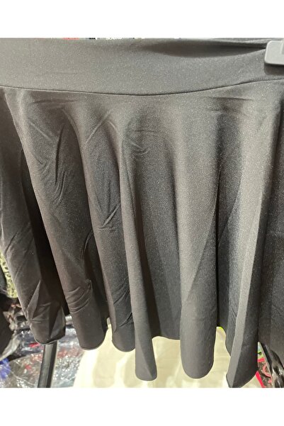 ALFASA Gathered Flared Skirt Black