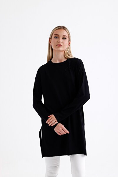 mermaya Premium Ποιότητα, Μαύρο, Χτενισμένο Βαμβακερό Τουνίκ.