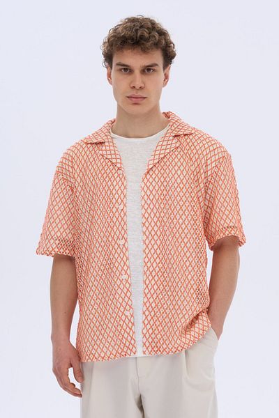 İLKCET MODA Ανδρικό πουκάμισο Oversize με σχέδια