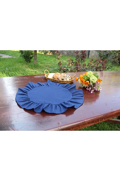 LILYUM Cotton Polyester Ruffled Round American Service Plate Set of 2 40 cm