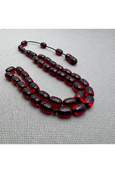 ASLAN Tesbih Usta İşçilikli Kapsül Kesim Ateş Kehribar Tespih