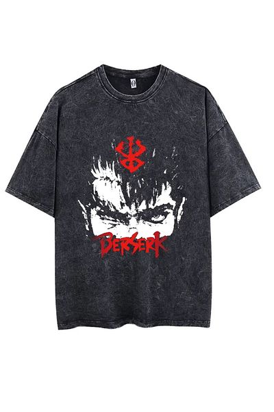 Touz Moda تي شيرت Anime Berserk مطبوع قابل للغسل للجنسين مقاس كبير