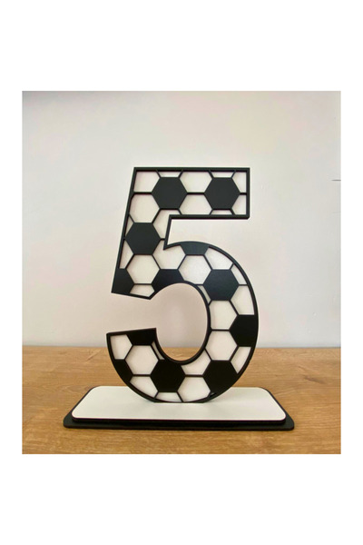 WoodenZoo ديكور طاولة عيد ميلاد عمره 5 سنوات - 2 (موضوع BJK باللونين الأبيض و...