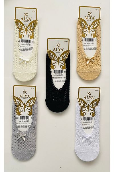 ALYA Women's Mesh Lace 3-Piece Cotton Invisible Ballerina Socks
