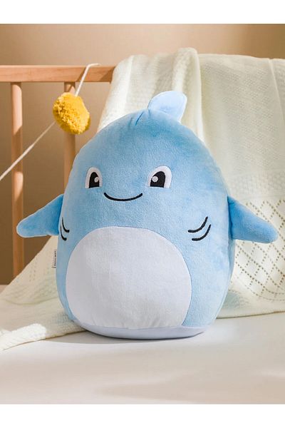 LC Waikiki Lcw Home Blue Shark Figured Plush Baby Throw Pillow 35 cm