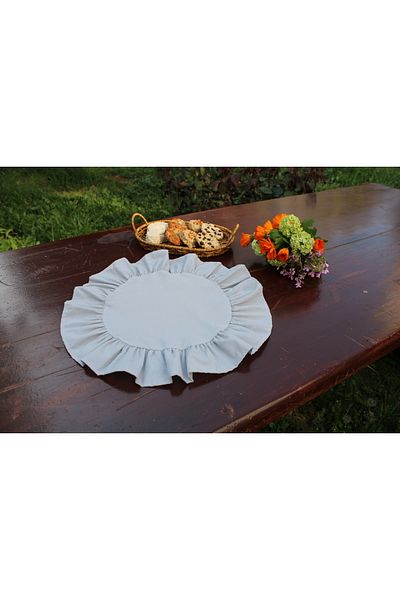 LILYUM Bumbac Poliester Volanat Rotund Serviciu American Placă 2 Buc 40 Cm