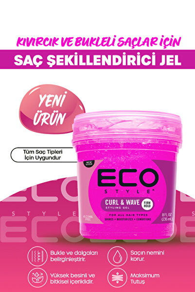 ECO STYLE Kıvırcık ve Bukleli Saçlara Özel, Şekillendirici Saç Jölesi, 236 Ml...