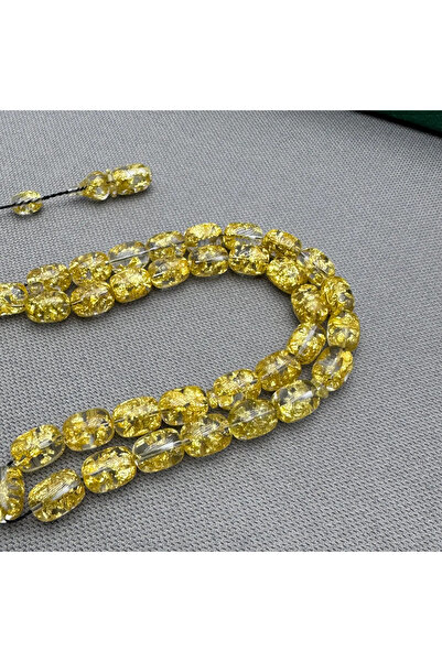 ASLAN Tesbih Altın Parçacıklı Uçak Camı Sarı Tespih