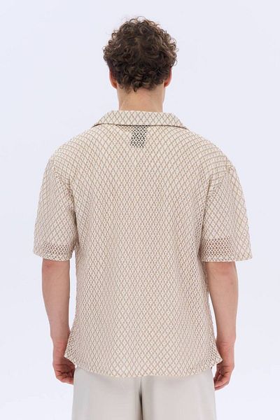 İLKCET MODA Ανδρικό πουκάμισο Oversize με σχέδια