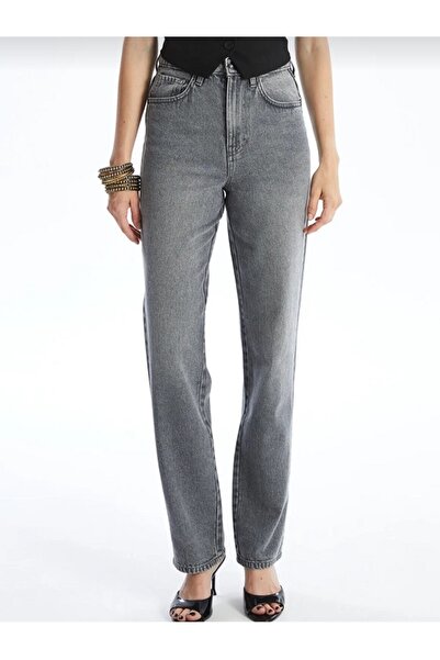 Butik Karaca KOPYA - Kadın Salaş Palazzo Likralı Yuksek Bel Kot Pantolon