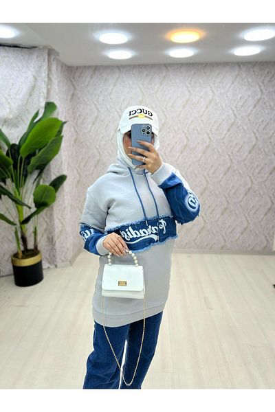 zümrüt moda Hooded Tunic and Trousers Winter Jeans Set - 1766