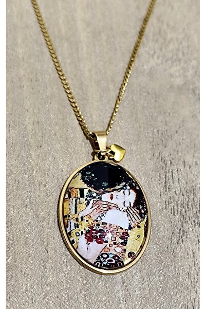 LADYMİRAGE قبلة غوستاف كليمت قلادة الصلب