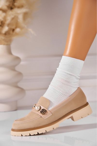 Joana Women's casual Khaki shoes made of Tiani ecological leather