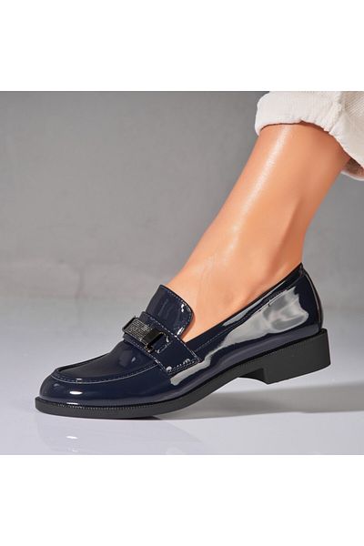 Joana Women's casual shoes Navy Blue made of ecological patent leather Mireya